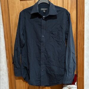 Pre-Owned Merona Men's Small Gray & Blue Pinstripe Button-Up Shirt, 60/40 Blend